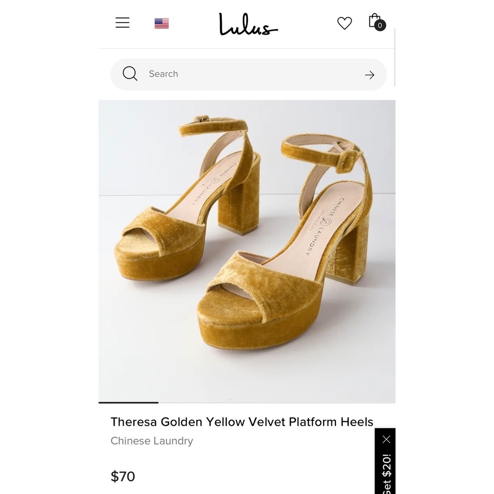 NEW Theresa Golden Yellow Velvet Platform Heels Block Heel Sandals 8.5 - Picture 3 of 8